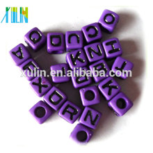 Solid purple back with black letter acrylic cube beads wholesale